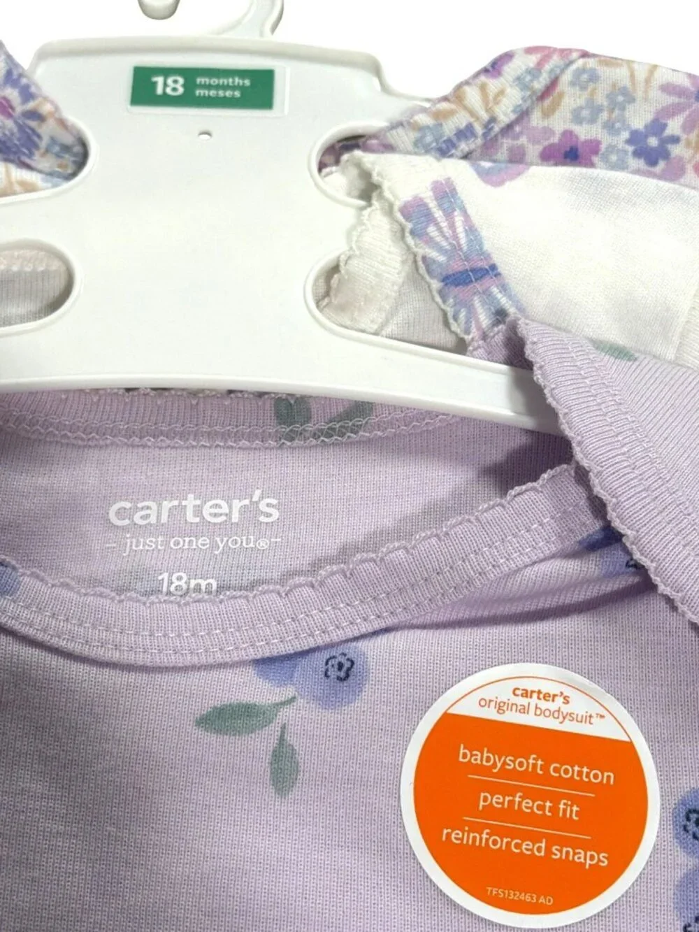 Carters 3-Pack Floral & Butterfly Bodysuits 18M Baby Girls